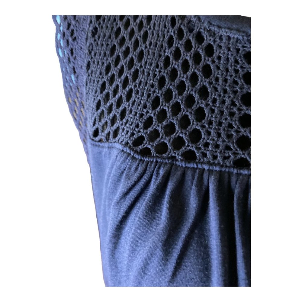 Gap Dress Womens Size XS Navy Blue Crochet Waist Tie Short Sleeve Knee Length - Picture 4 of 5